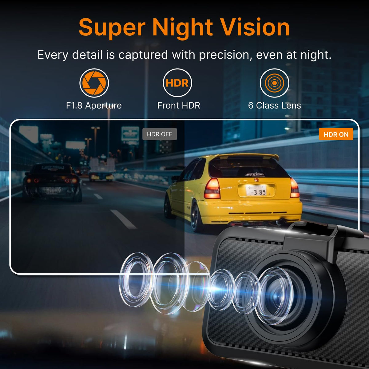Night vision on Miofive S1 for clearer night recordings