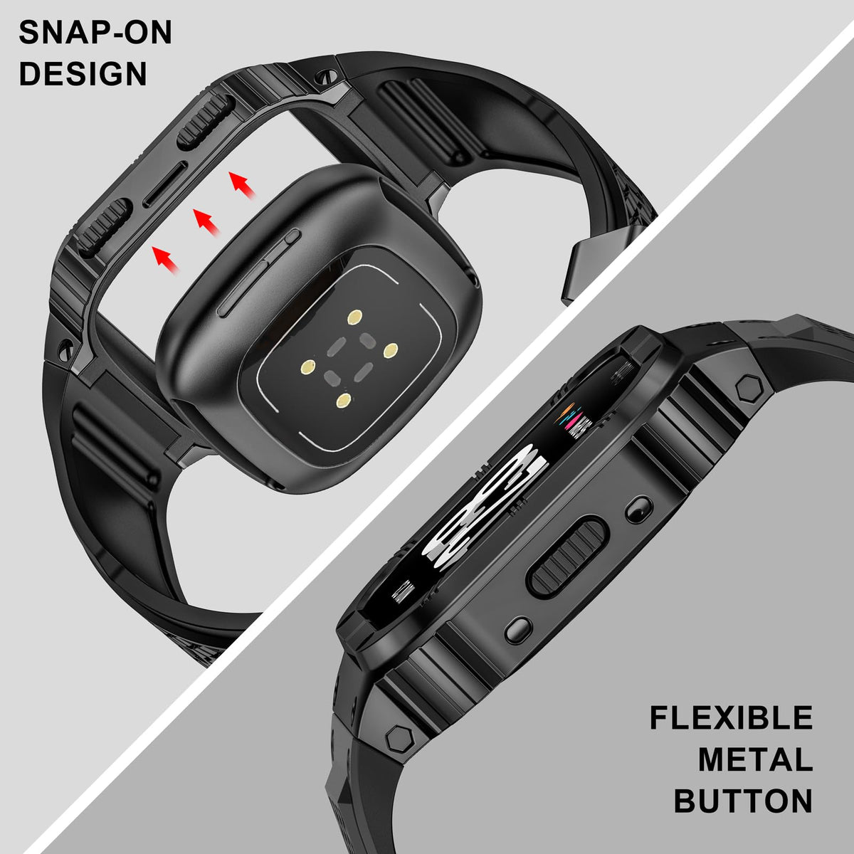 MioHHR Versa worn with case showing secure fit