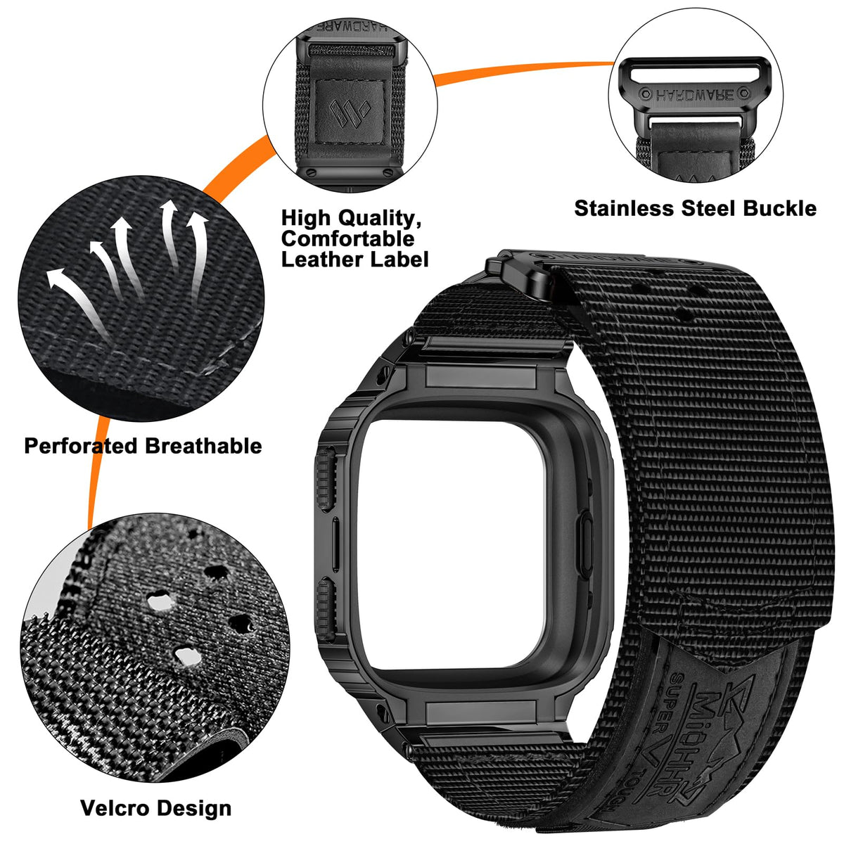 MioHHR band worn on wrist with Fitbit Versa demonstrating comfortable fit