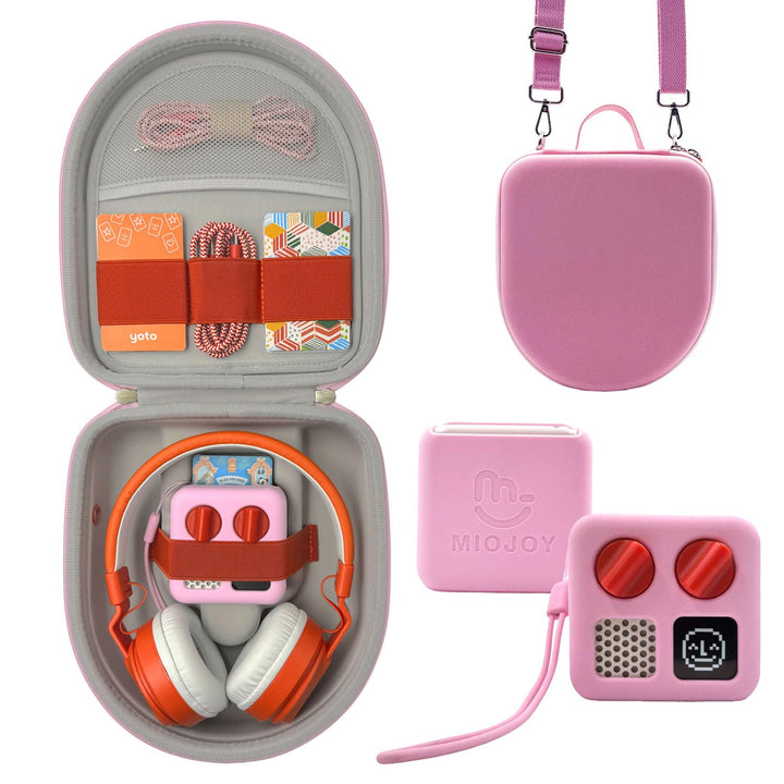 Miojoy front view of pink travel case showing compact protection
