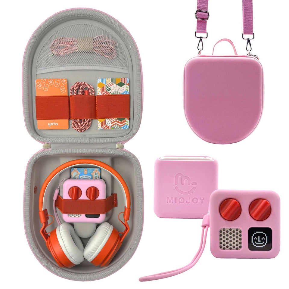 Miojoy front view of pink travel case showing compact protection
