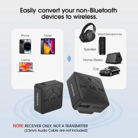 Close-up of MIPEACE adapter with built-in mic for clear hands-free calls