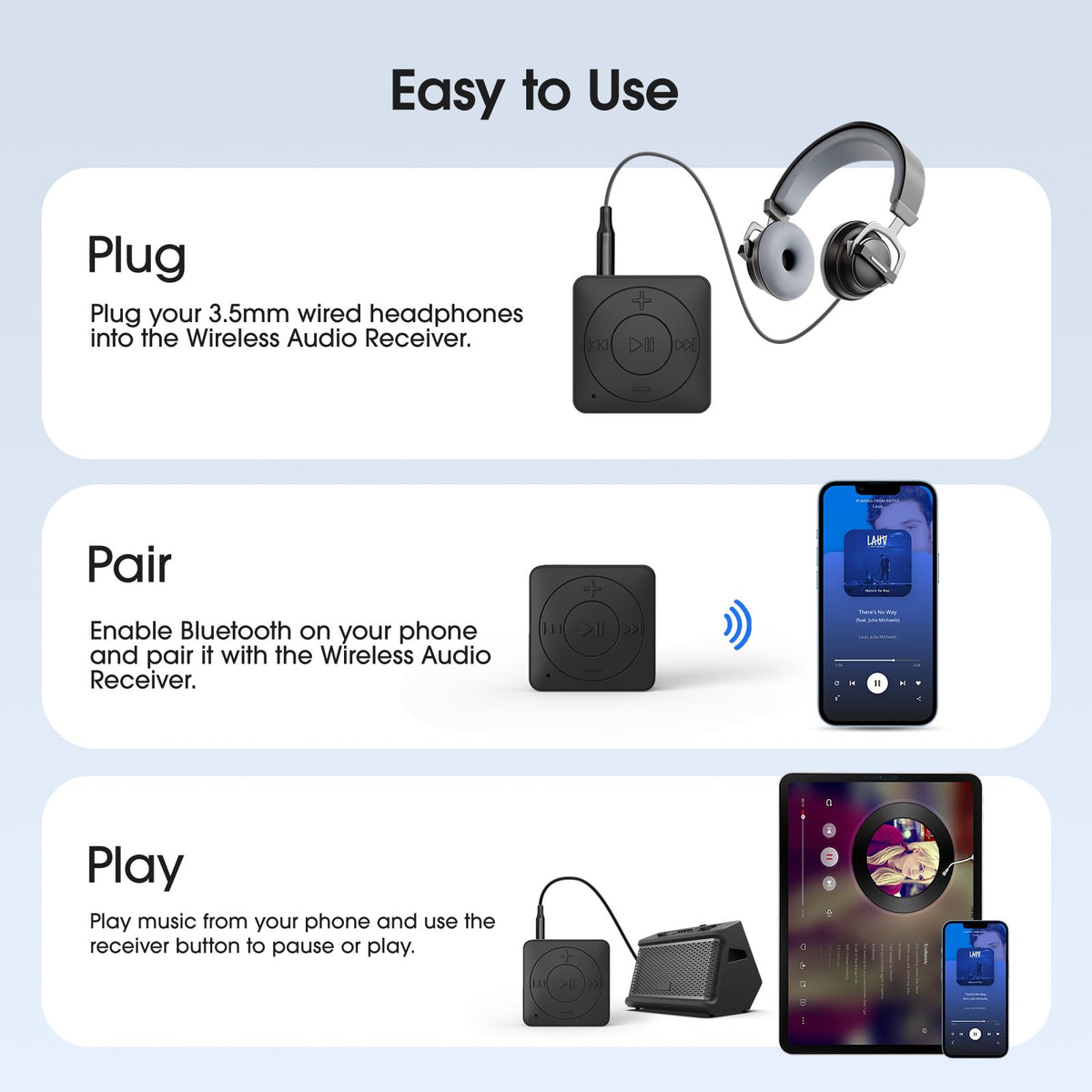 Built-in mic on MIPEACE adapter enabling hands-free calls