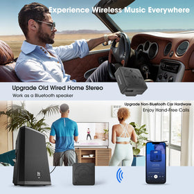 MIPEACE adapter in use with home audio speakers for wireless music