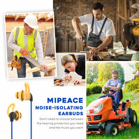 MIPEACE ear plug headphones ideal for work environments and commuting.