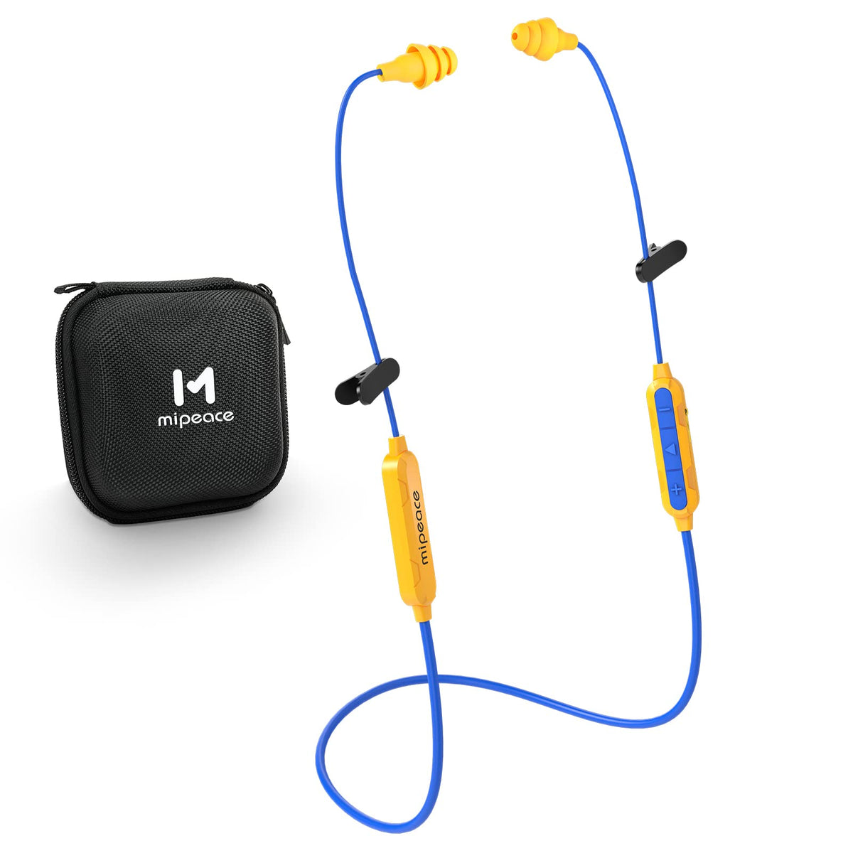 MIPEACE front packaging showing yellow earbuds and safety features