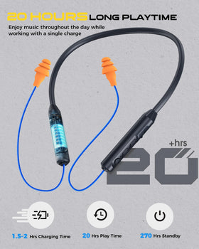 MIPEACE neckband controls detail showing buttons for hands-free calls and music control convenience