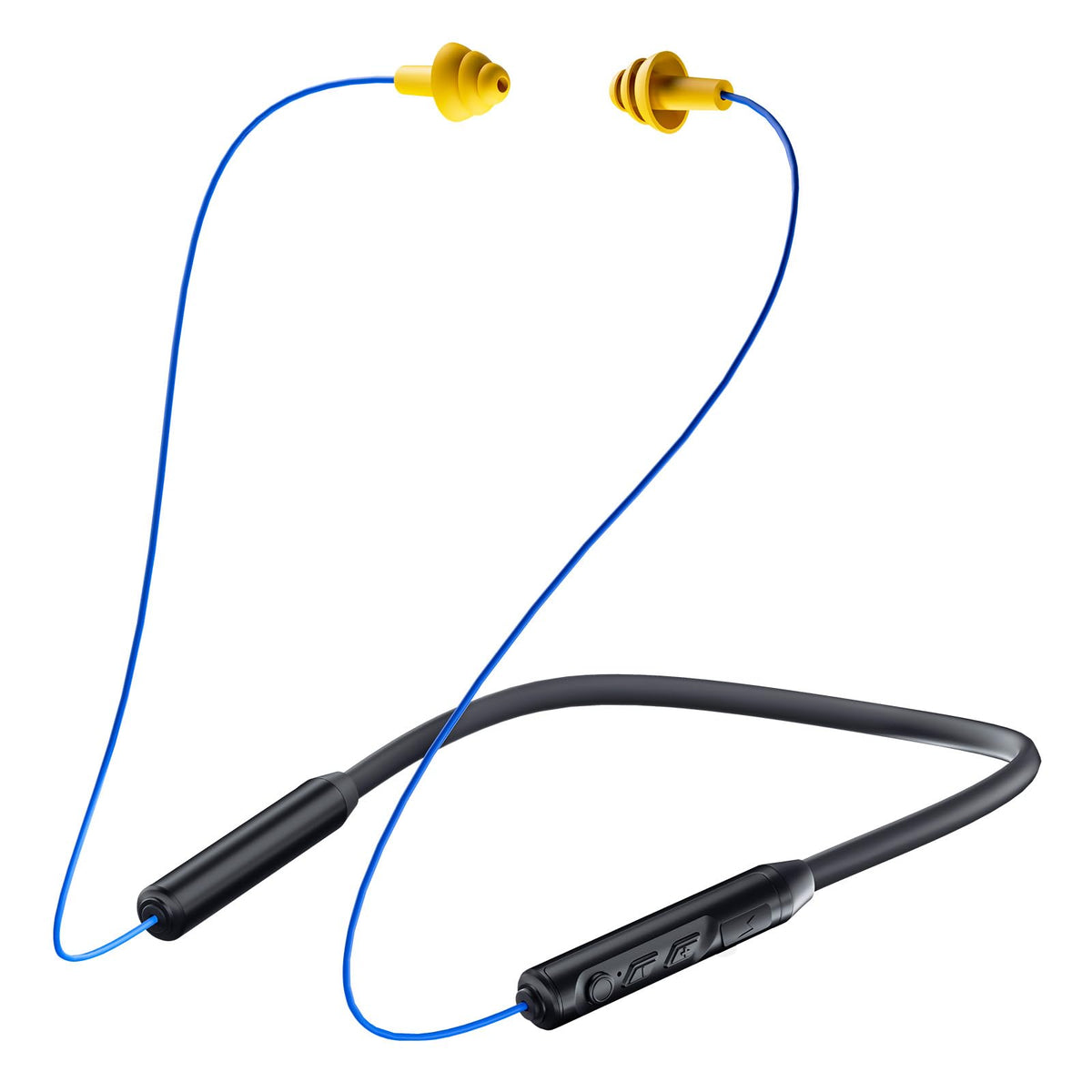 MIPEACE blue neckband earbuds front view showing compact design and comfort
