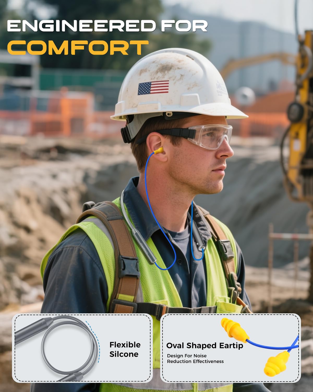 MIPEACE neckband worn around neck during work, offering secure fit and hands-free audio