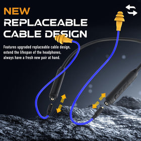 MIPEACE replaceable earbud cable detail illustrating easy swap and longer lifespan