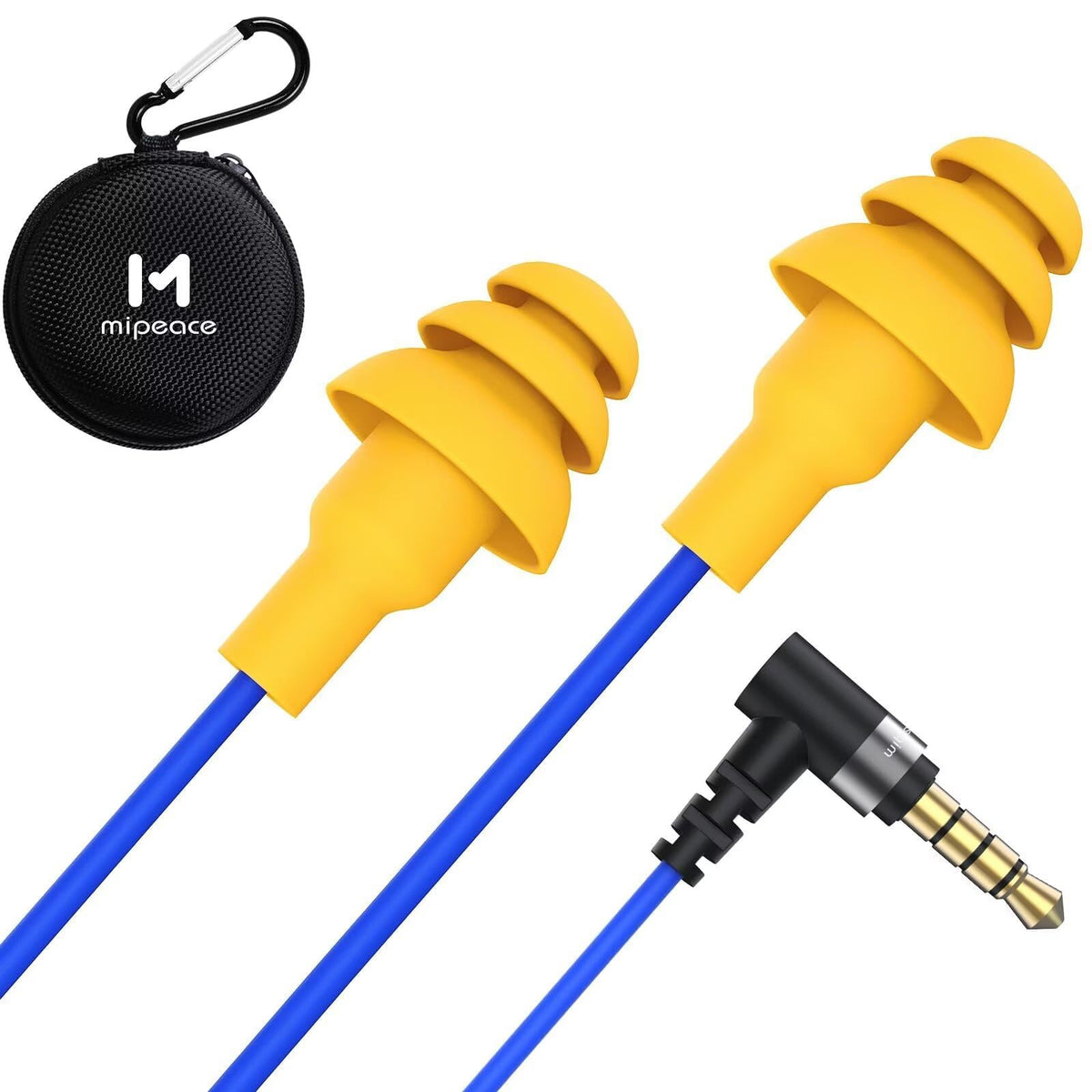 MIPEACE wired ear protection headphones with tri-flange for a secure, comfortable fit and noise blocking.