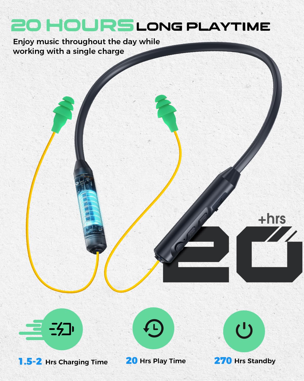 MIPEACE worn during work showing stability, keeps earbuds in place