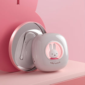 MIPOW Miffy earbud close-up showing textured tip and contour for comfortable fit and sound