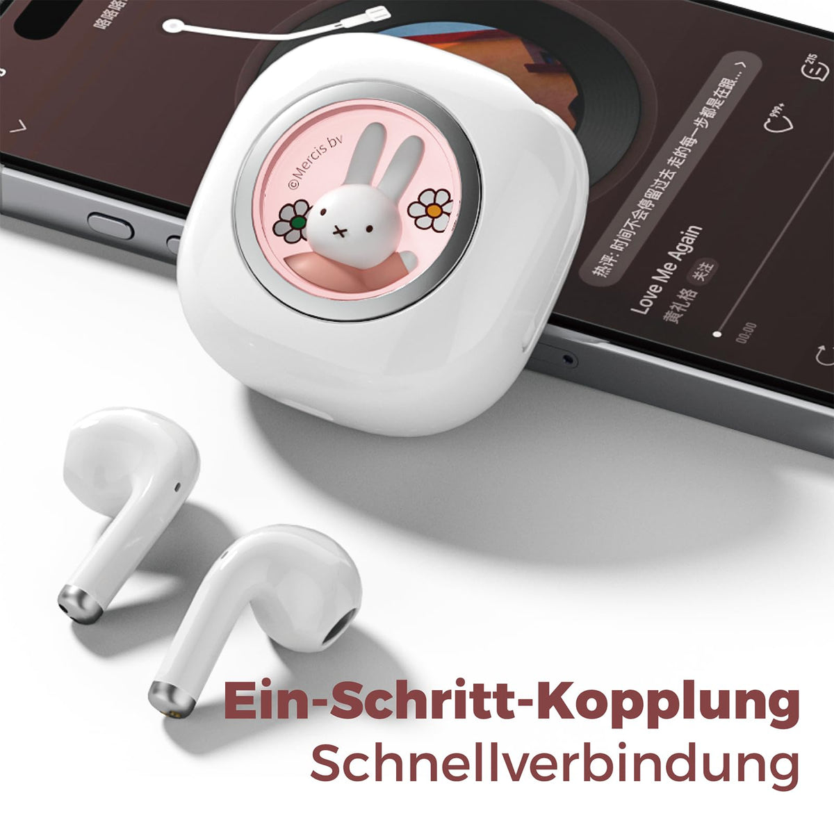 MIPOW earbuds worn in ear during activity, secure fit and sweat resistance
