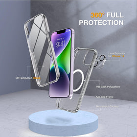 Miracase closeup of built‑in 9H tempered glass protector benefit: bubble‑free touch clarity