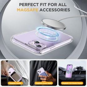 Miracase in use with MagSafe wireless charger benefit: supports charging without removal