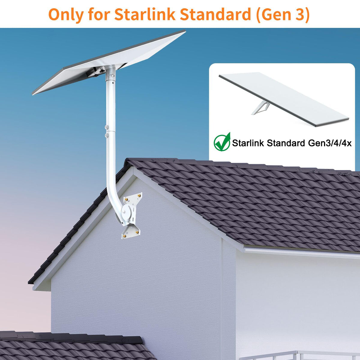 Mirexion 24.5-inch extension pole raised installation above eaves for improved clearance