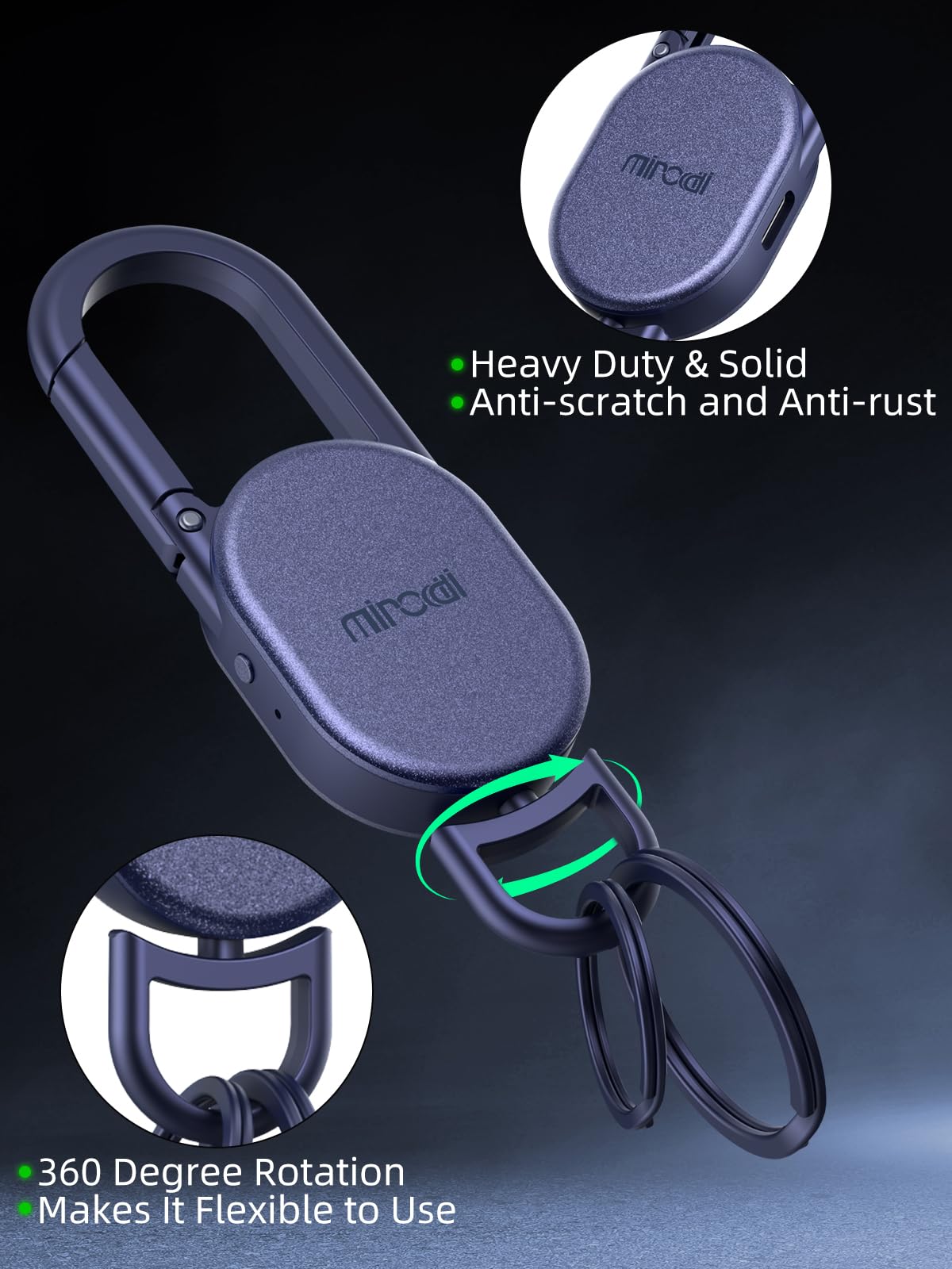 Miroddi Type-C charging cable included for convenient recharging