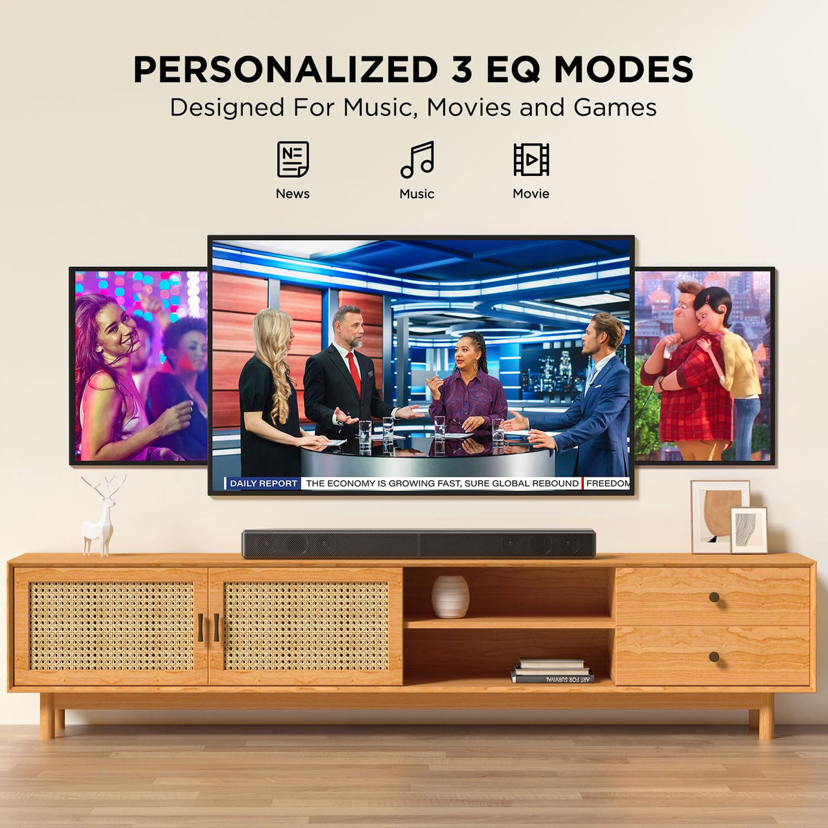 Miroir 2.0ch 100W soundbar HDMI-ARC and Bluetooth 5.3 connectivity