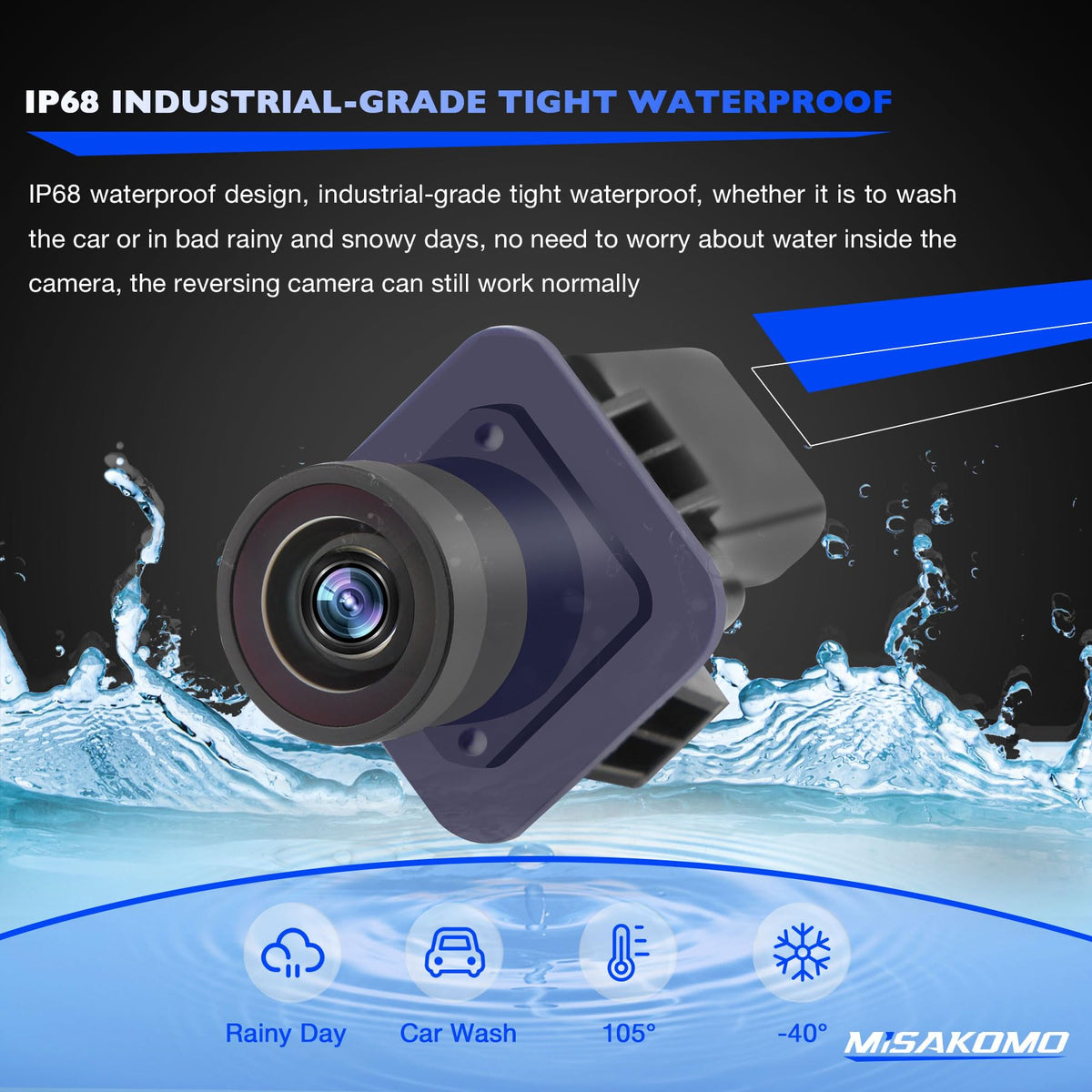 Misakomo 170-degree ultra-wide view helps detect obstacles behind.