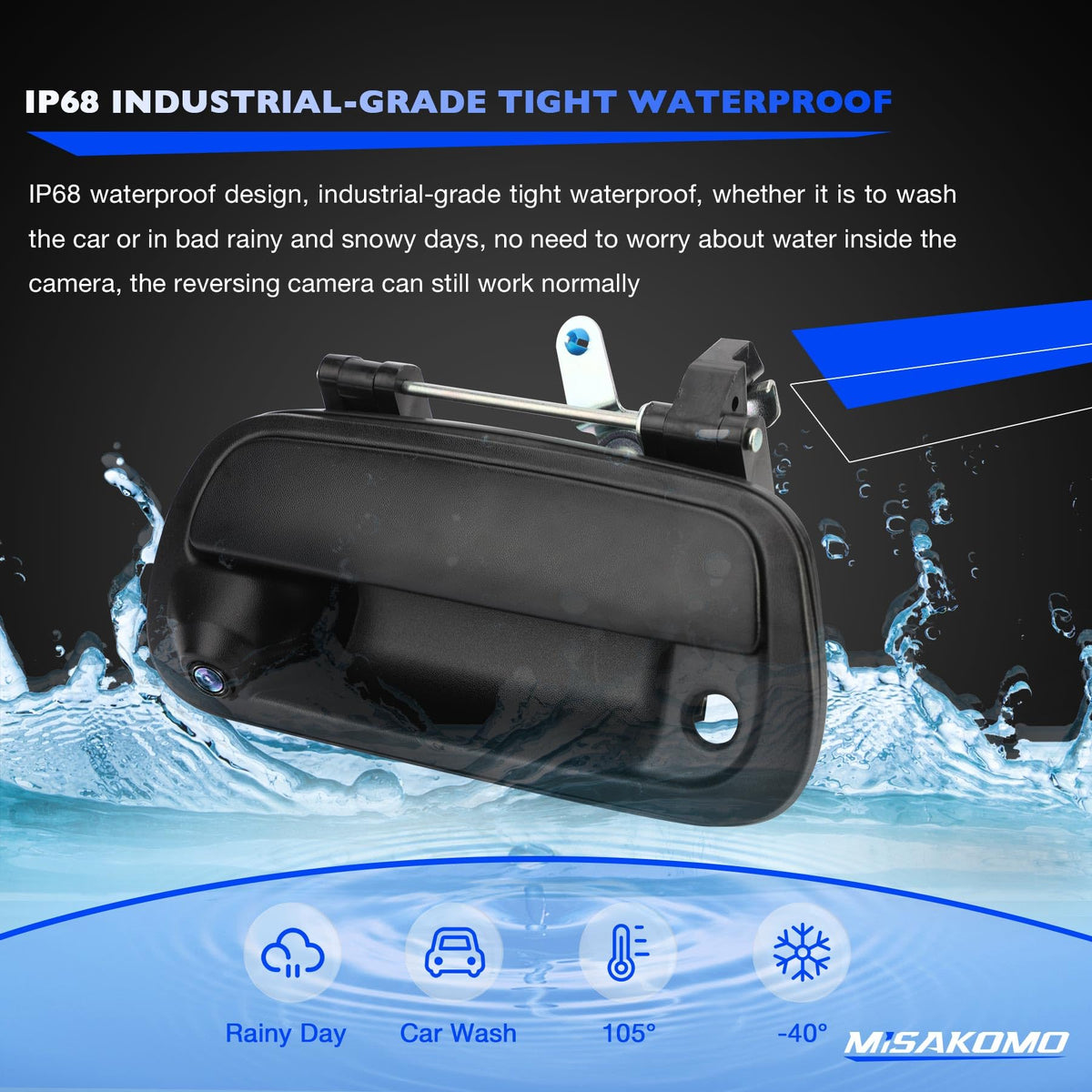 misakomo angle view demonstrates 170° wide coverage for hitch and bumper visibility