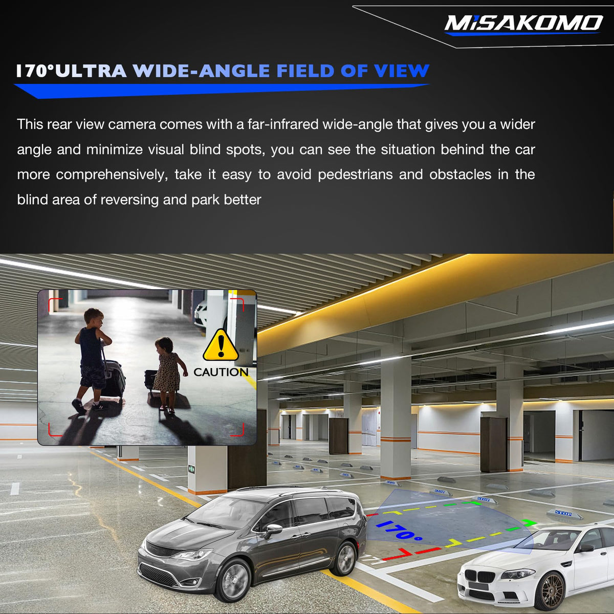Misakomo HD night vision for clear rear view in low light conditions.