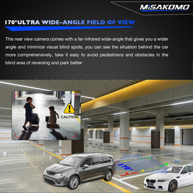 Misakomo HD night vision for clear rear view in low light conditions.