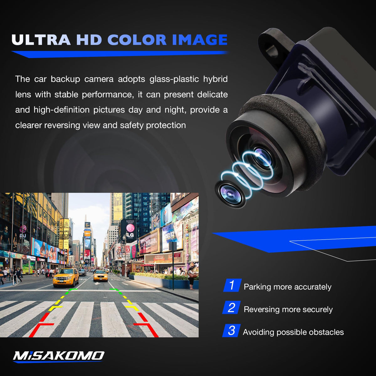 Misakomo rear view camera for Dodge Grand Caravan with clear reversing image.