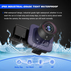 Misakomo IP68 waterproof rear view camera withstands rain and car washes.