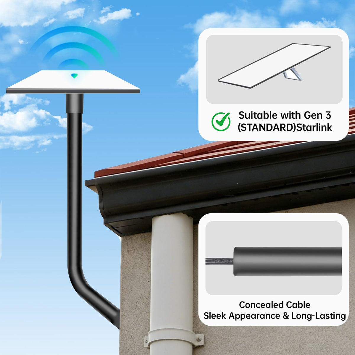Misoull Starlink hidden cable design protects cables while keeping aesthetics tidy.