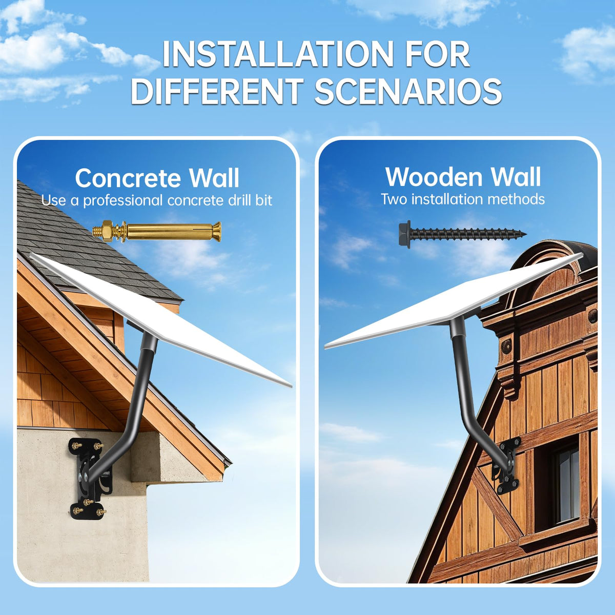 Misoull Starlink long pipe allows 180-degree tilt for optimal signal direction.