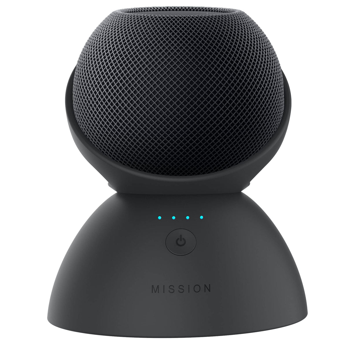 Mission Cables front view showing sleek battery base and HomePod Mini benefit portability