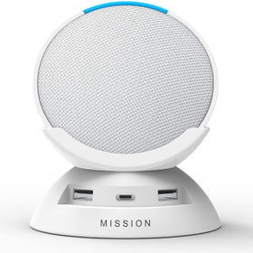 Mission Cables top detail of cradle showing secure Echo Pop fit and alignment