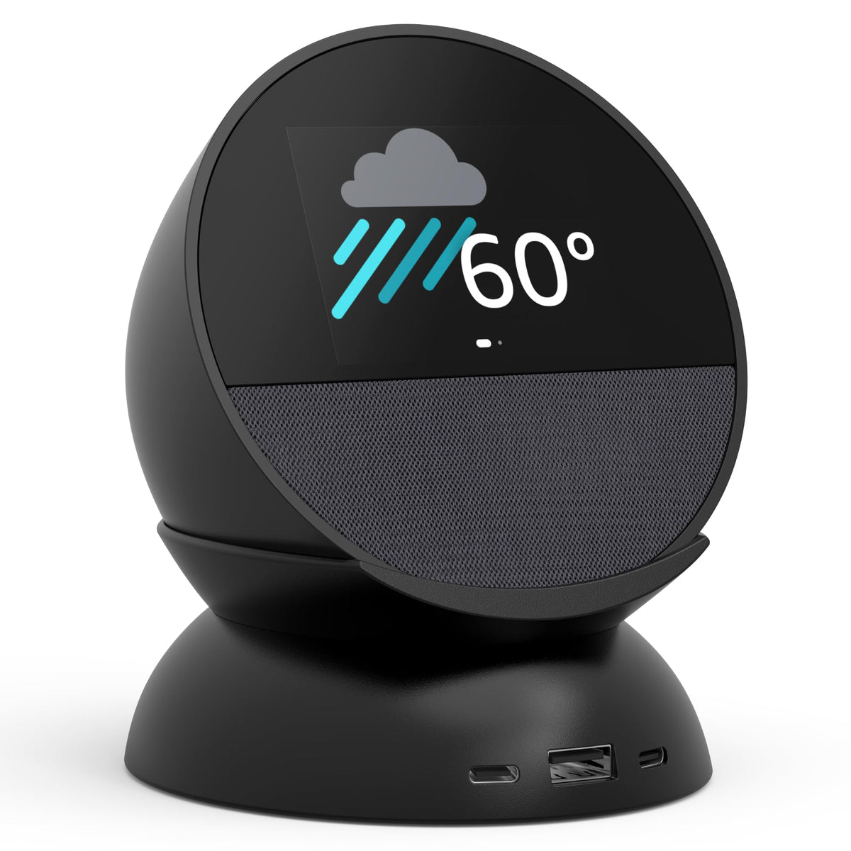 Mission Cables side profile of stand and Echo Spot, highlights slim design