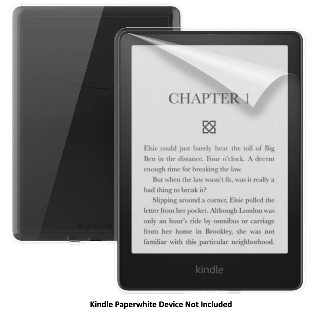 Mission Cables edge-protection close-up for Kindle Paperwhite prevents bumps with soft, clear edges