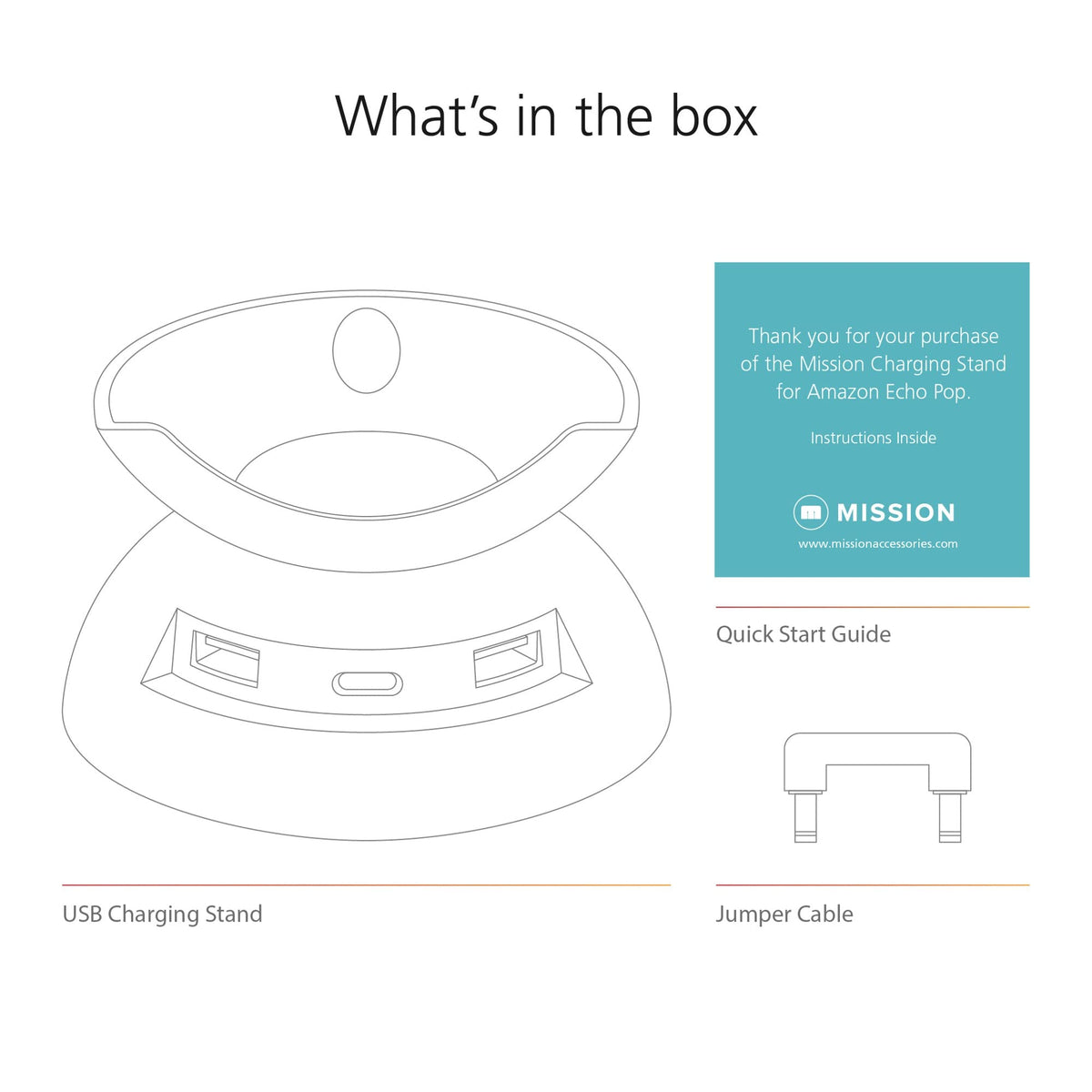 Mission Cables Glacier White stand on desk with Echo Pop for tidy workspace benefit