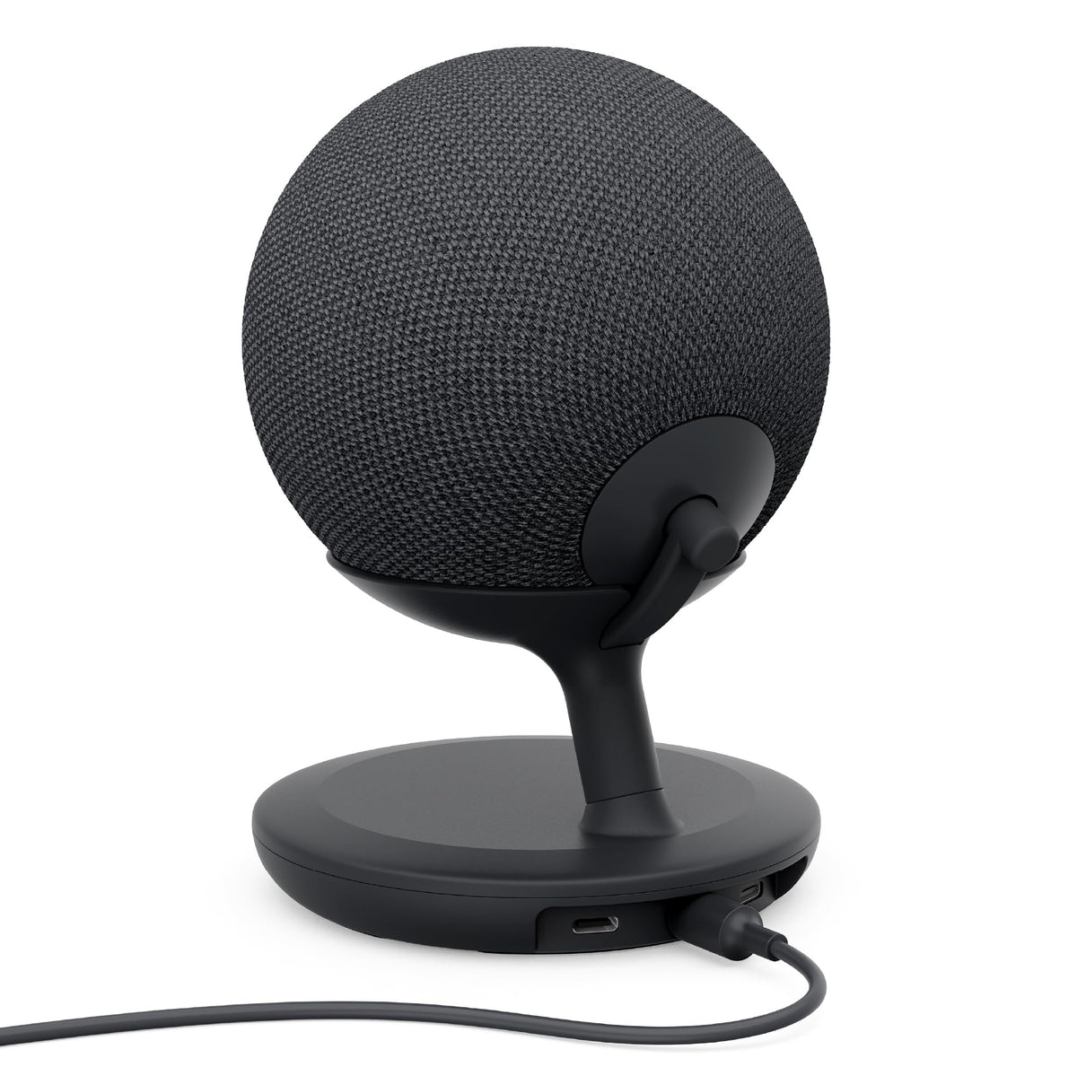 Mission Cables graphite finish stand complements dark decor and hides fingerprints