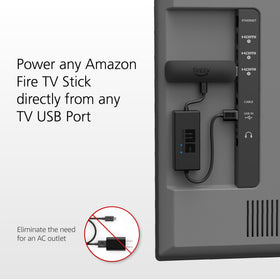 Mission Cables cable plugged into TV side USB for clutter-free power