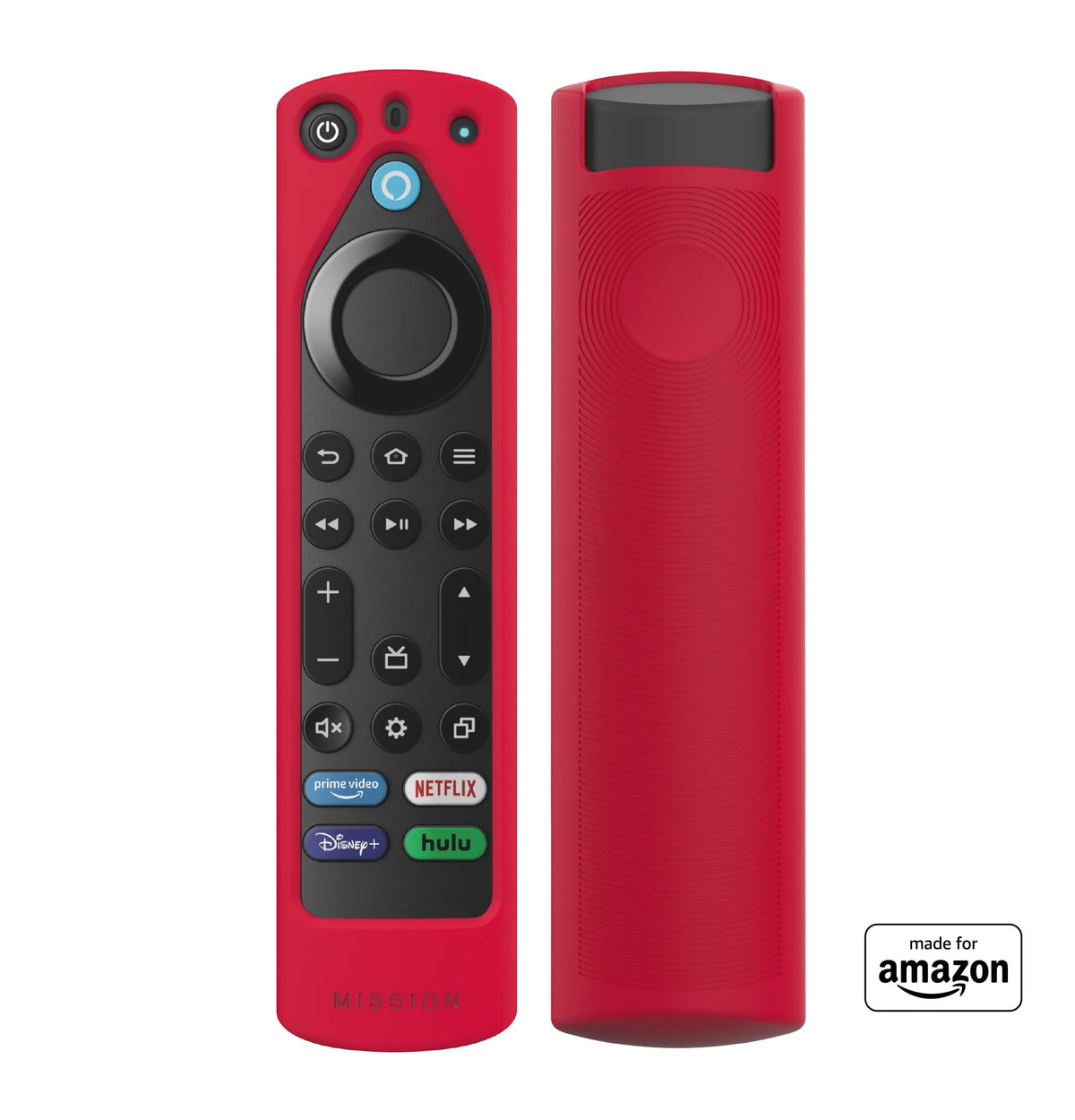 Mission Cables remote cover for Fire TV Edition, front view, adds grip and color