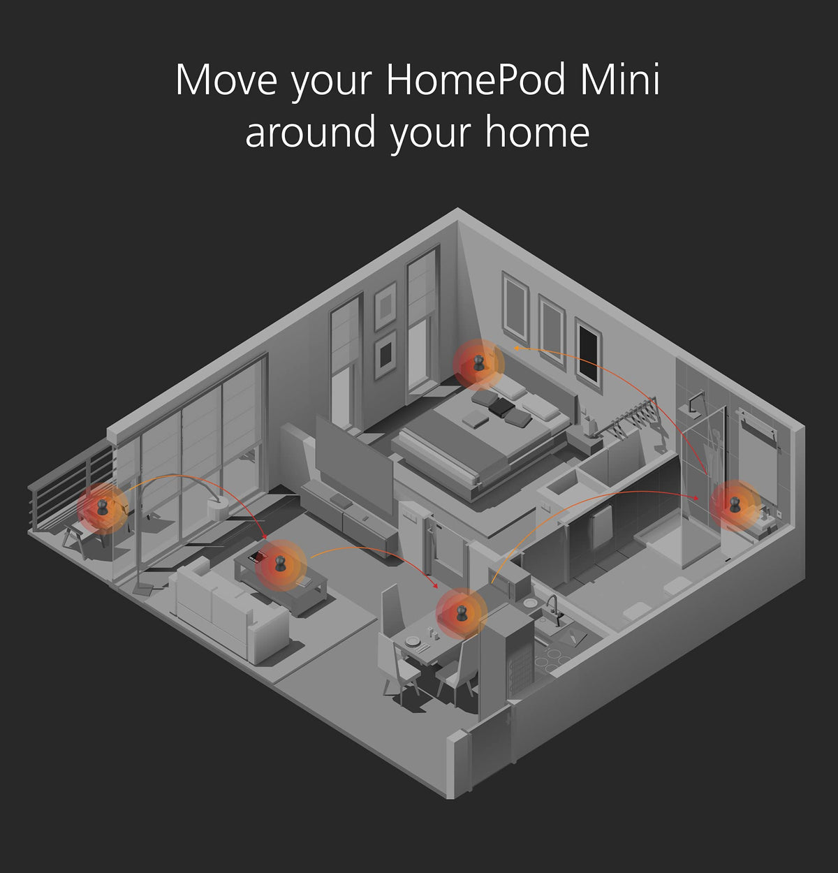 Mission Cables base with HomePod Mini on living room table for flexible wireless listening