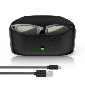 MIUOLV front view of closed charging glasses case showing sleek protection and portability