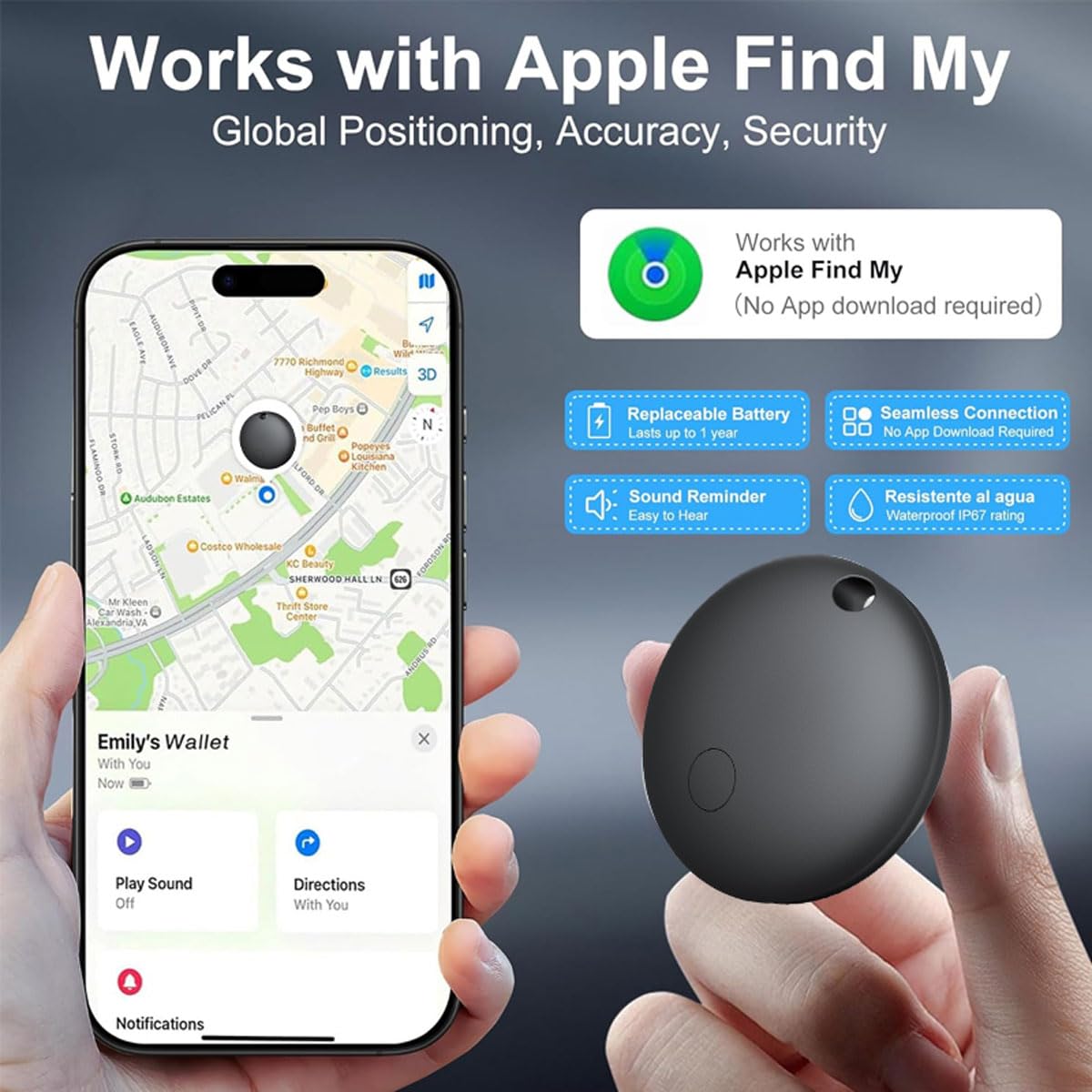 MIUXGIO Find My compatible tag helps recover items quickly.