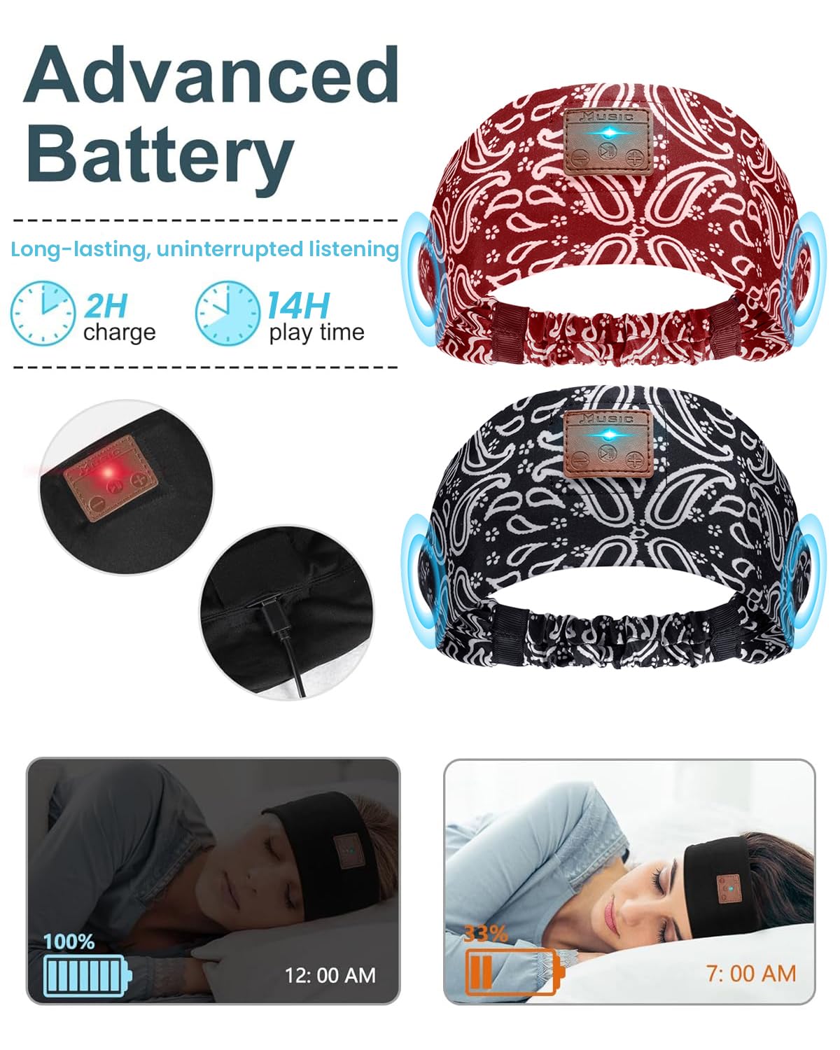 Mixiba headband worn by side sleeper demonstrating no ear pressure and better rest