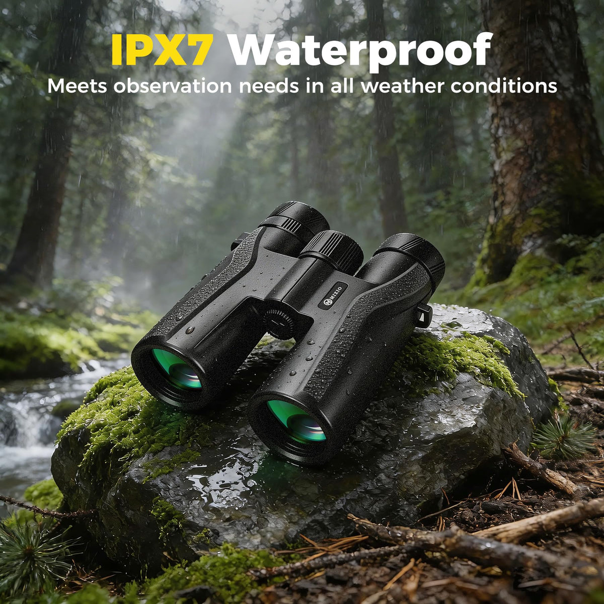 MIXIO 10x42 UHD binoculars compact design and durable construction.
