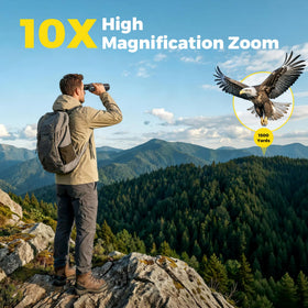 MIXIO 10x42 UHD binoculars field view for bird watching.