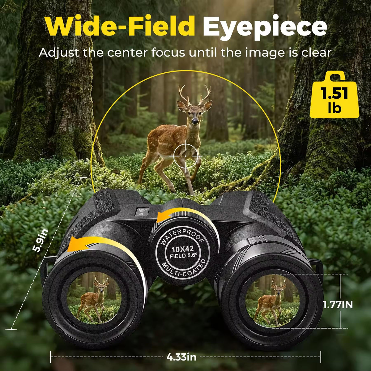 MIXIO 10x42 UHD binoculars waterproof rubber grips for rugged use.