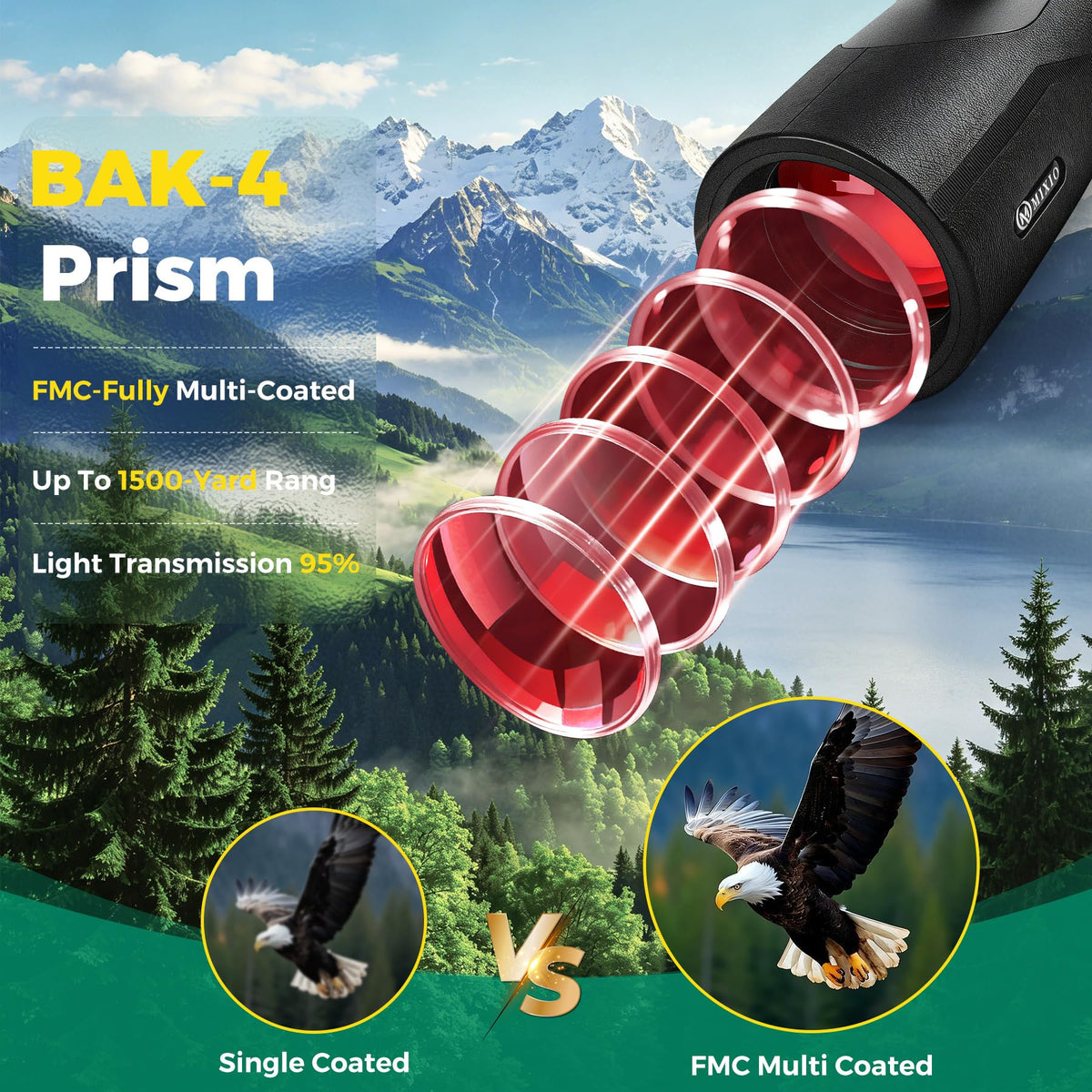 MIXIO 15x56 monocular—retractable tripod for stable, hands-free viewing.
