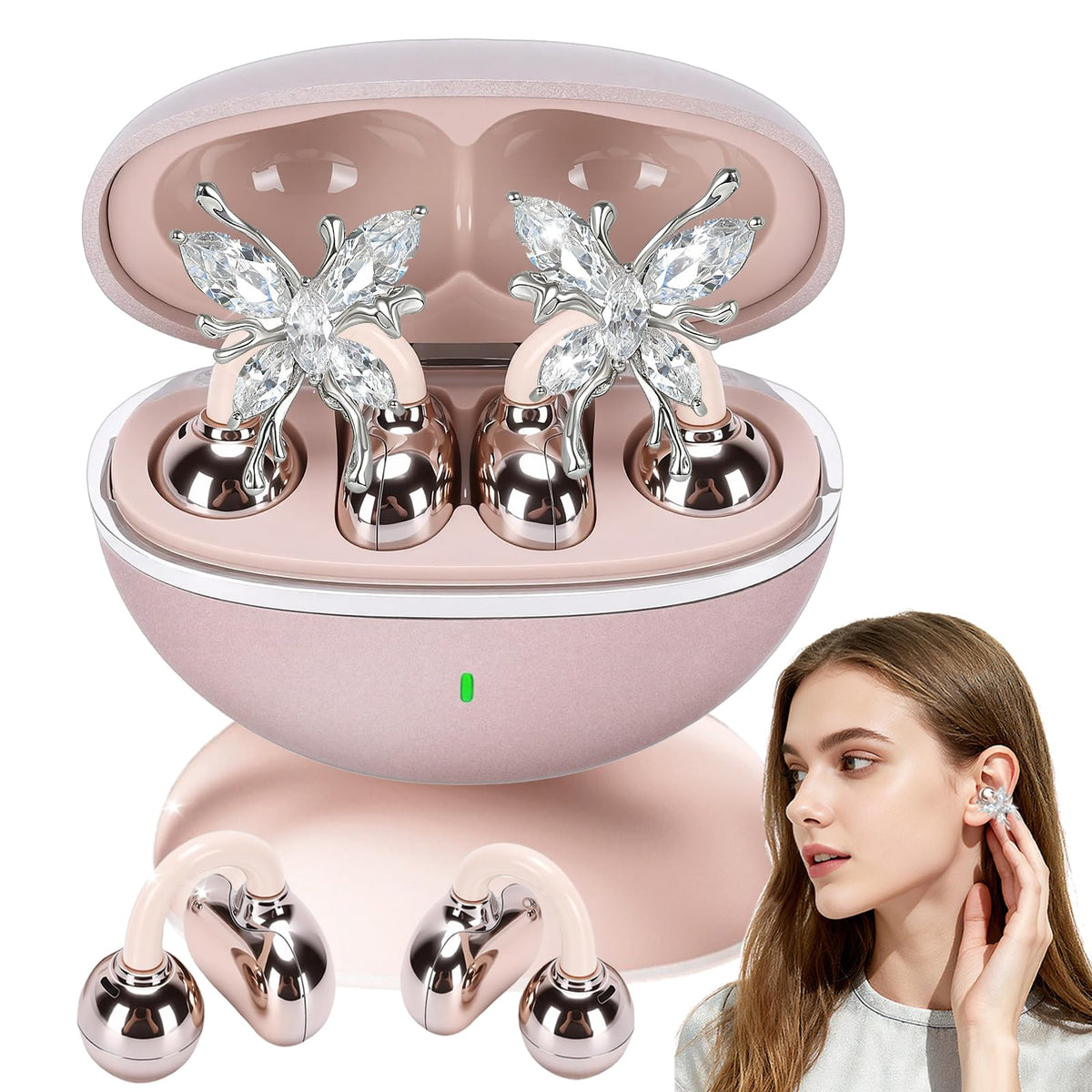 Miyonsin clip-on earbuds in open-ear design for all-day comfortable listening.