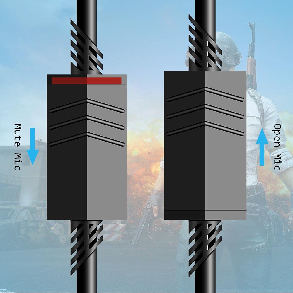 MJKOR inline mute cable connected to PS4/PC for easy gaming setup.