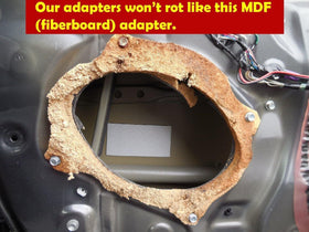 MJM Car Speaker Adapters installed in car trunk with subwoofer, creates extra clearance